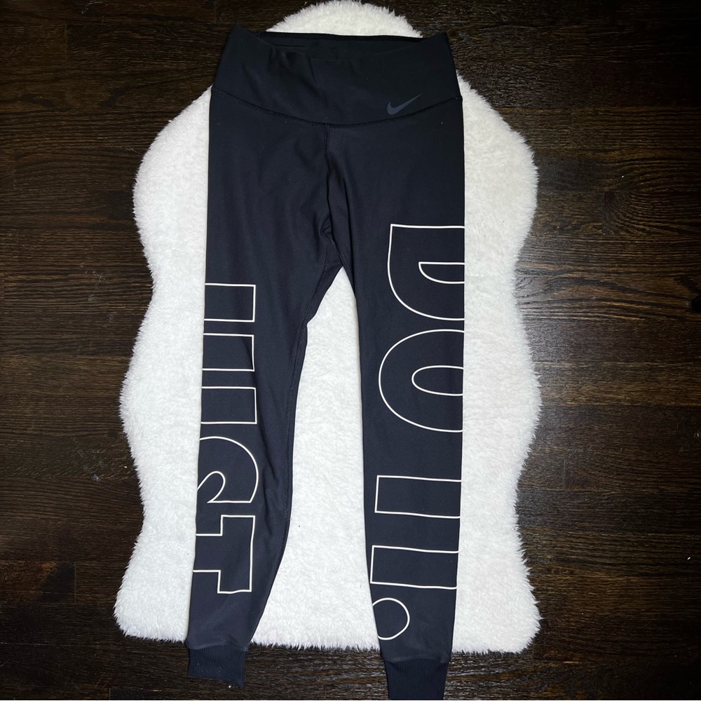 Nike Black/White Training Power Legend Capri Leggings with Just Do It Logo - Picture 3 of 11